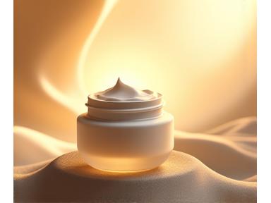 Crema anti-edad con envase elegante y péptidos.
