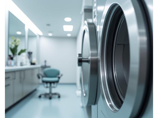 Autoclave de esterilización de instrumentos en un salón de belleza.