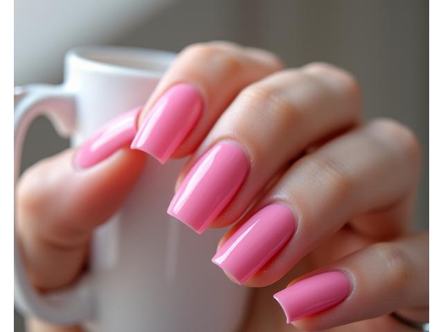 Uñas con esmalte de gel de larga duración en tono pastel.