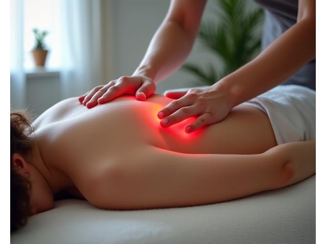 Zona lumbar siendo tratada con masaje
